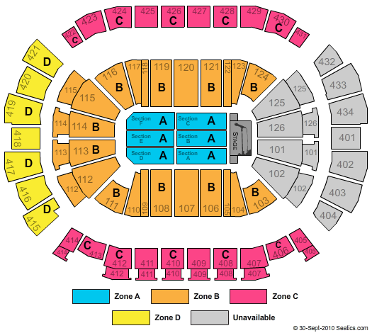 Toyota Center - TX End Stage Zone Seating Chart